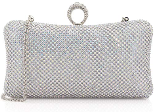 Image of Dexmay Rhinestone Clutch Purse with Crystal Clasp Evening Handbag for Bridal Wedding Party