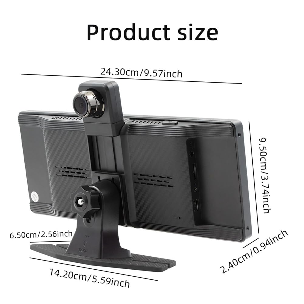 Écran Portable GPS de 10,26 Pouces avec Lecteur MP5 Bluetooth pour Voiture, Carplay sans, Enregistreur de Conduite et Prise en Charge 4K.