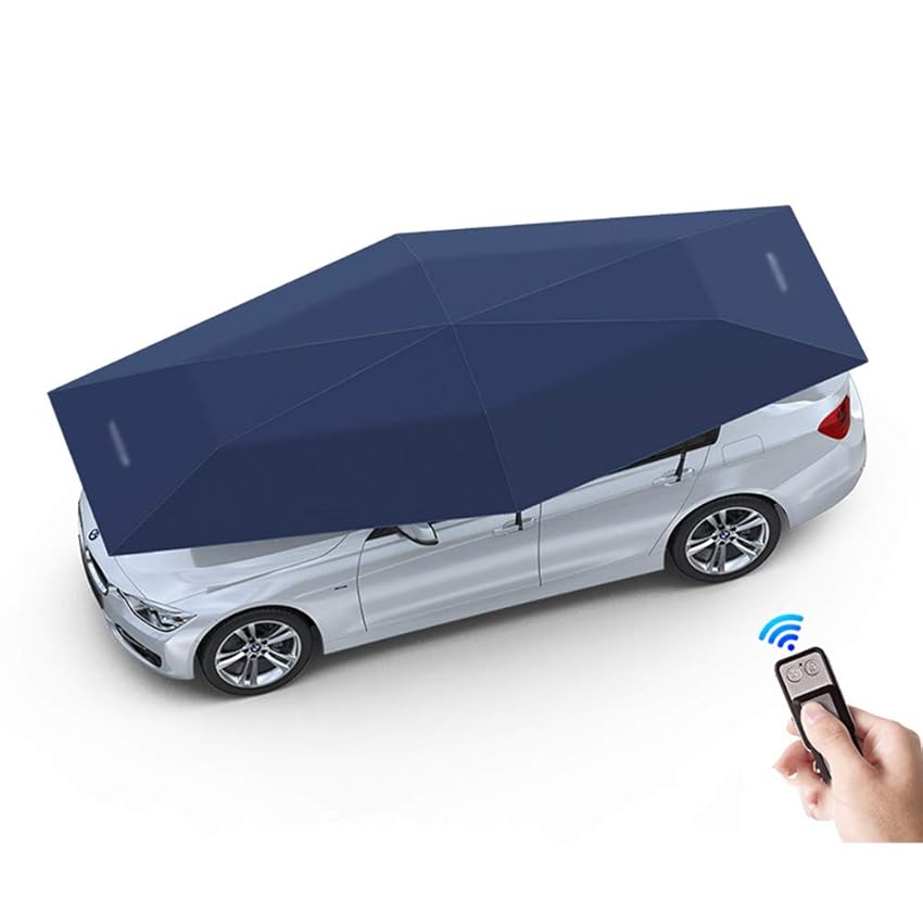 Immagine del prodotto Ombrellone automatico per tenda per auto Carport pieghevole mobile Copertura per tettuccio per auto portatile Protezione antigrandine Telo per auto, Anti-UV, Antivento, Impermeabile, 4,8 x 2