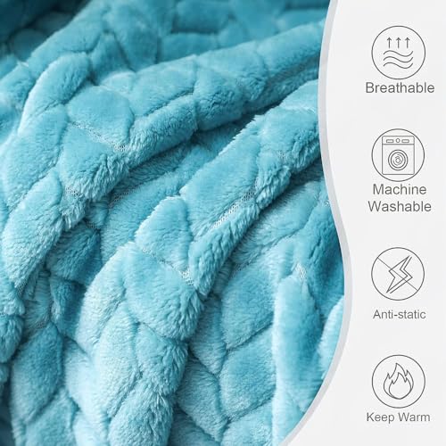 Image of BSB Home Premium Plush Single Blanket | 300 GSM Lightweight Cozy Ultrasoft for Bed, Sofa, Travel & Camping| 228x152 cm |Aqua Blue| TC - 220, Polyester