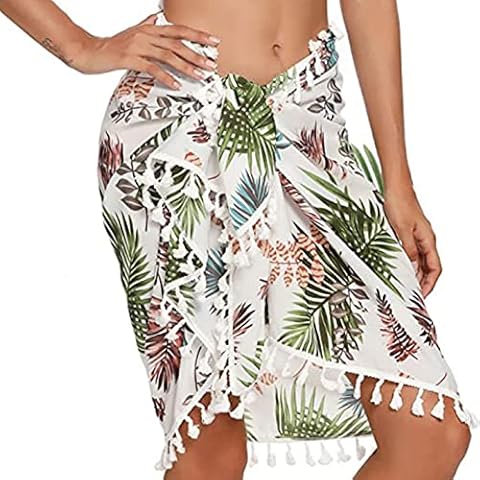 Hnayet Cover Ups for Women Beach Sarongs Bikini Wraps Swimwear Chiffon Swimsuit, Leaf, One Size Cover