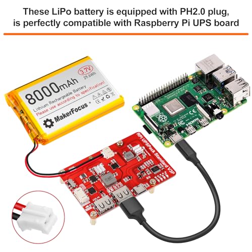Batterie Li-Po 8000mAh 3,7V pour éviter les coupures Raspberry Pi - 5
