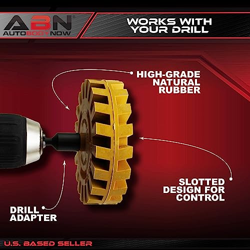 Image of ABN Rubber Eraser Wheel with Drill Adapter 6-pack - Pinstripe, Double Sided Adhesive, Vinyl Decal, Graphics Removal Tool