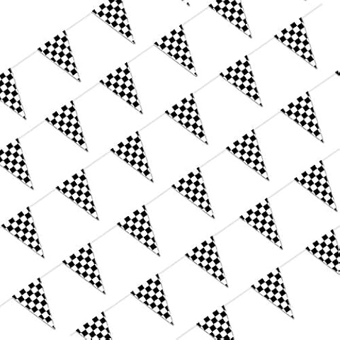 Piokio 100ft Black and White Checkered Flag Banner Racing Birthday Decorations, for Nascar Race Party Supplies Cover