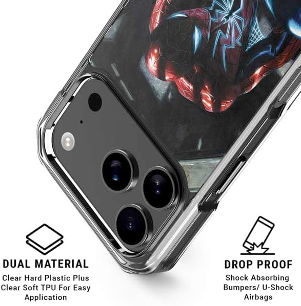Skinit Clear Phone Case Compatible with iPhone 17 Pro Max - Officially Licensed Marvel Spiderman New Suit Spiderman Design