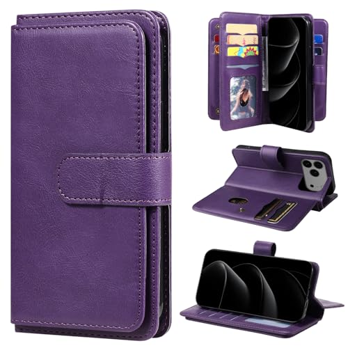 Housse Pixel 10 Pro XL 5G violette avec fentes pour cartes et clapet de protection