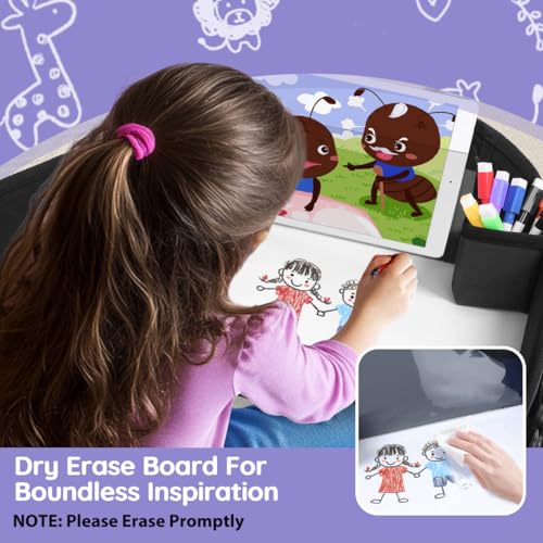 Image of Kids Travel Tray, Kids Travel Trays for Car Seat, Road Trip Essentials for Toddler, Carseat Lap Tray with Dry Erase Board & Storage Organizer for Road Trip Activities for Kid, Black