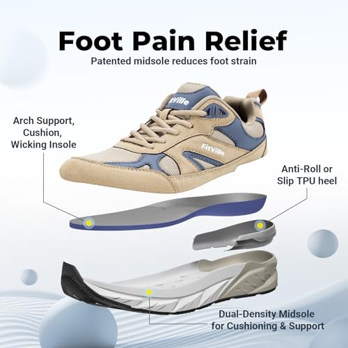 Image of FitVille Wide Walking Shoes for Men Extra Wide Width Sneakers with Arch Support for Flat Feet Heel Pain Relief Plantar Fasciitis - Rebound NEO V1