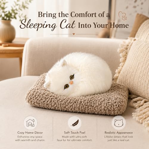 Image of Monex Stationary Cute Sitting Cat Plu | Ultra Soft Stuffed Animal for Kids, Girls & Room Decor | Decorative Cat Plushie Gift (White)