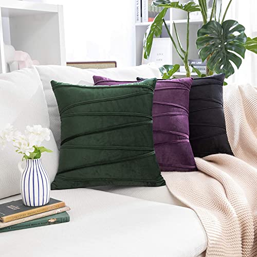 Image of Khooti Velvet Striped Cushion Cover Pack of 1-32 inch x 32 inch / 81 x 81 cm | Wine | Soft Pillow Covers Cushion Case for Sofa Bedroom Livingroom Chair Car, Cushion Cover with Zig Zag Pattern