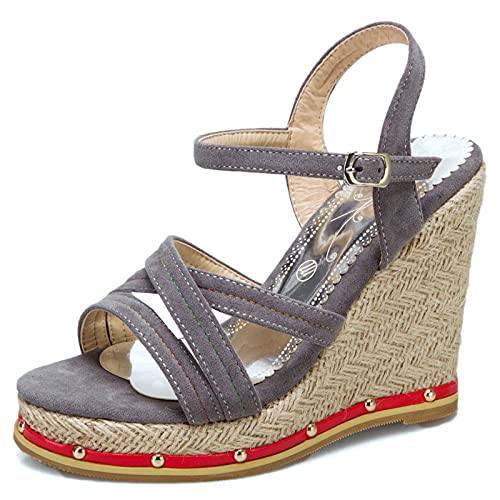MJIASIAWA Donna Con Cinturino Alla Caviglia Casuale Espadrilles Punta Aperta