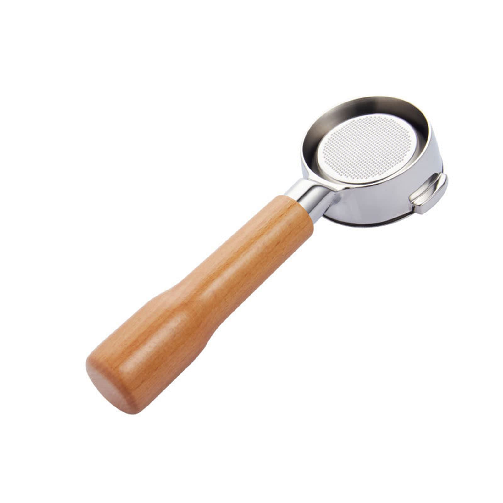 Portafiltro de acero inoxidable de 58 mm con mango de máquina de café sin fondo, portafiltro E61, herramientas de café espresso, caja de regalo de madera para manipulación