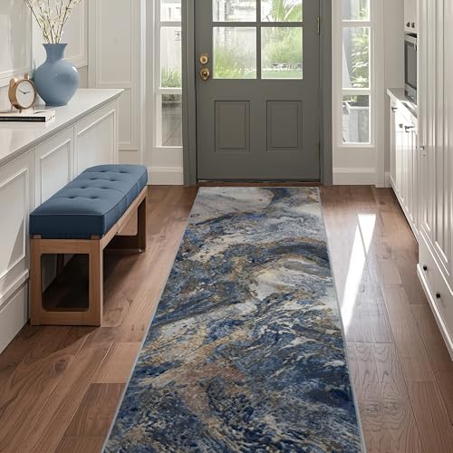 Tapete corredor moderno azul 2x6 pies miniatura 1