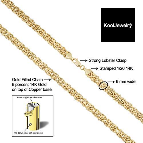 Solid 14k Yellow Gold Filled 6 mm Byzantine Necklace for Men and Women (18 or 20 inch)2