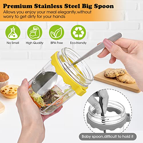 4 Pack Overnight Oats Containers With Lids And Spoon,16 Oz Overnight Oats Jars Glass Oatmeal Meal Prep Containers Reusable For Chia Pudding Yogurt Fruit Salad Dessert Snacks Breakfast Cereal Cups On The Go,Suitable For Home,Companies,Work And Travel #TOP5