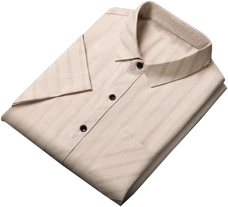 Mens Button Down Polo Shirts Vintage Short Sleeve Textured Shirts Summer Beach Tops