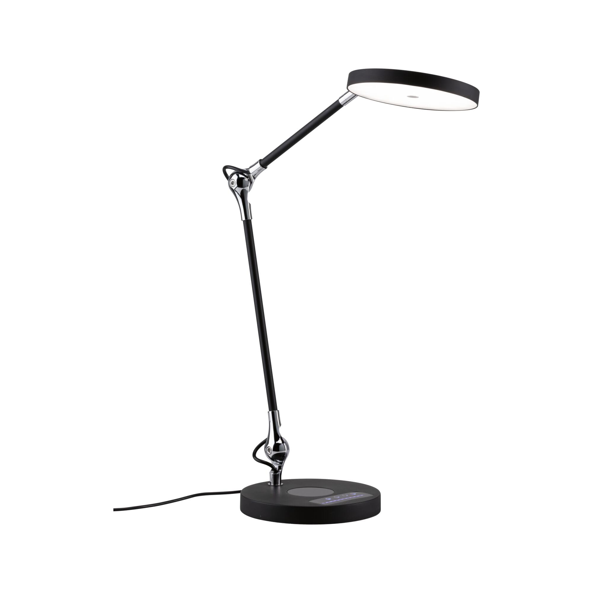 Paulmann 78910 Lampada da scrivania LED Numis TunableWhite Qi funzione di carica incl. 1 lampada per ufficio da 11 Watt dimmerabile nero luce di lavoro, bianco caldo a bianco naturale 2.700-6.500 K