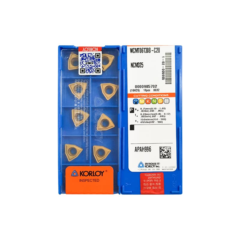 Korloy 100 % original WCMT WCMT06 WCMT06T3 WCMT06T308 C20 WCMT06T308-C20 NCM325 Lame de perceuse en U haute vitesse