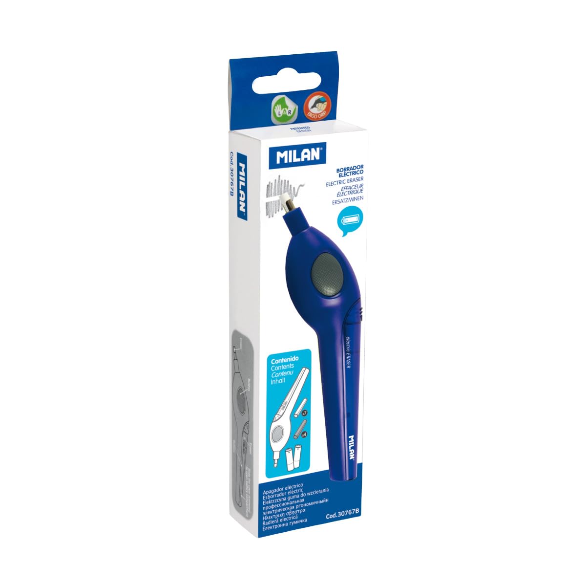 Electric Eraser Blue + Batteries + Rechargeable Erasers