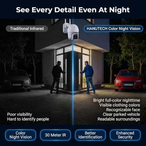 Image of HANUTECH 3MP 4G Mini PTZ IP Home Security Camera IP66 Outdoor Waterproof PTZ CCTV Camera Human Detect Color Night Vision Audio Talk CCTV Surveillance P2P IP Camera