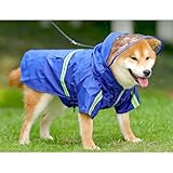 [YJSO] 犬用レインコート ペットレインコート レインカバー 帽子付き 5XL いぬ用 ポンチョ 犬用カッパ 犬用コート 犬用 カッパ ブルー 雨具 完全透過型 ファッション 着用しやすく 防風 防水 防雪 防塵 複雑な天候での散歩に適しています
