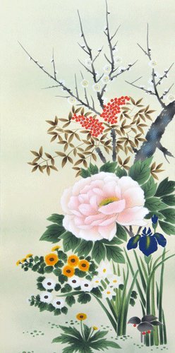 Amazon.co.jp: 掛軸 四季花 香泉(掛け軸 尺五立) : Home & Kitchen