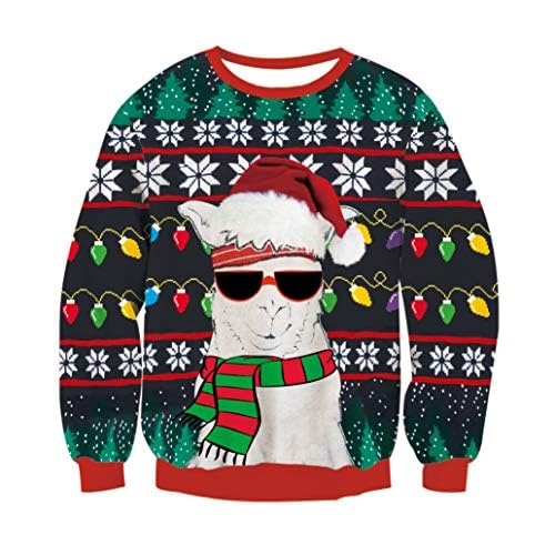 RAISEVERN Weihnachtspullover Herren Lustige Alpaka Xmas Pullover Damen...