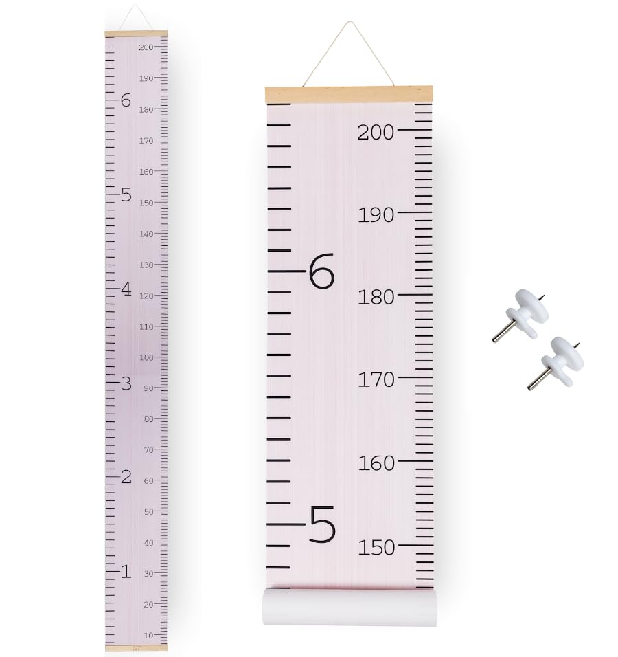 Growth Chart for Wall - Height Chart for Toddlers (79” x 7.9”) - Canvas Kids Tape Measure Chart - Growth Chart for Kids w/Wood Frame Panel - Neutral Height Measurement for W