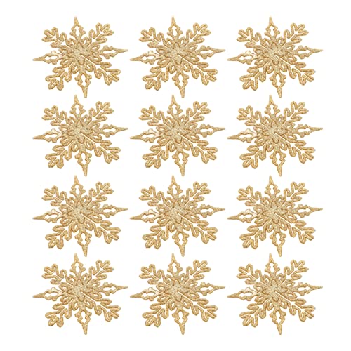 EXCEART 12 Piezas Copos De Nieve Tridimensionales De Navidad Decoración De Cristal De Nieve De Imitación Adorno Colgante De De Nieve 3D Invierno El Anuncio Cebolla En Polvo