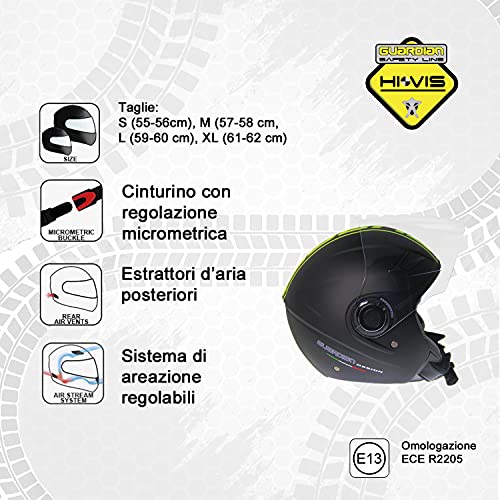 Guardian 0371 Casco da Moto Jet Hi-Vis - Visiera