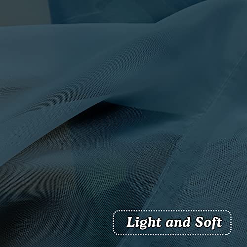 Image of OVZME Dusty Blue Sheer Curtains 36 inches Long, Short Kitchen Window Treatment Solid Sheers Cafe Curtains Bathroom Voile Half Window Curtains 2 Panels, Rod Pocket, 42 inch Wx36 L