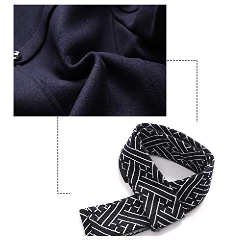 DOSLAVIDA Herren Slim Fit Wolle Erbsen Mantel Einreiher Winter Warme Lange Trenchjacken Mit Abnehmbarem Weichem Schal, C-coffee, XL