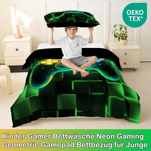 Homewish Kinder Gamer Gaming Geometric Videospiele Bettwäsche 155x220 – Ansicht 4