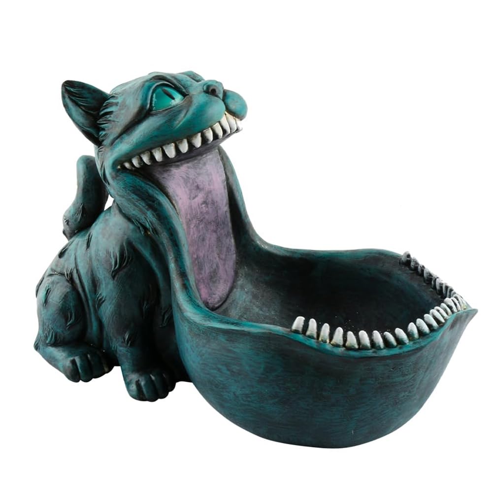 CTRLZS Halloween Candy Bowl Cat Statue Candy Dish for Desk Key Bowl for Entryway Big Mouth Cat Gifts