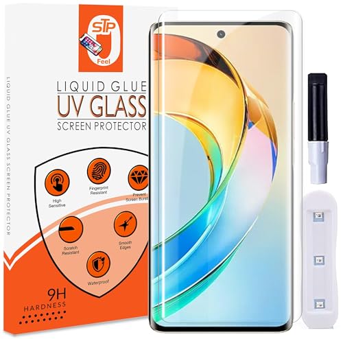 Image of UV Premium Tempered Glass Screen Protector Guard Compatible For Honor 90 5G 5G (6.7 Inch, Pack of 1) Full Adhesive UV Curved Case Friendly HD Clarity