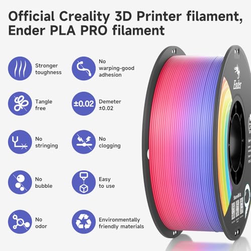 Image of Official CREALITY 3D Printer Filament 1.75mm, Rainbow PLA+ Plus Pro Filament Toughness Upgraded, Ender PLA + Rainbow, 1kg Spool (2.2lbs), Dimensional Accuracy ±0.02mm, Fit Most 3D Printers