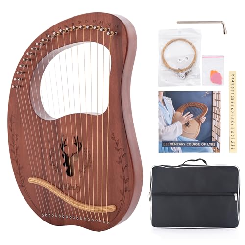 Mulucky 19 String Mahogany Lyre Harp, Metal Steel Strings Instrument Kit