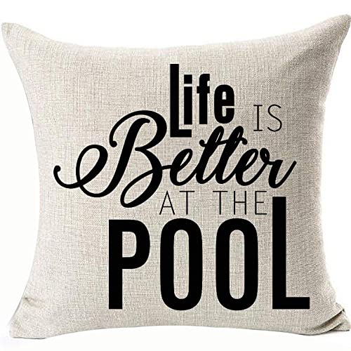 FaceYee Life is Better at The Pool Pillowcases Pillowcovers 18x18inch Removable Two Side Color:Life is Better at The Pool