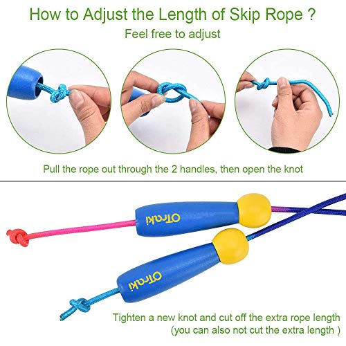 OTraki 2 Pack Skipping Rope Kids 8.2Ft/2.5M Jump rope Adjustable with Wooden Handle Jumping rope for Girls or Boys Children Skip Ropes 5+ Years for Exercise Fitness - Image 6
