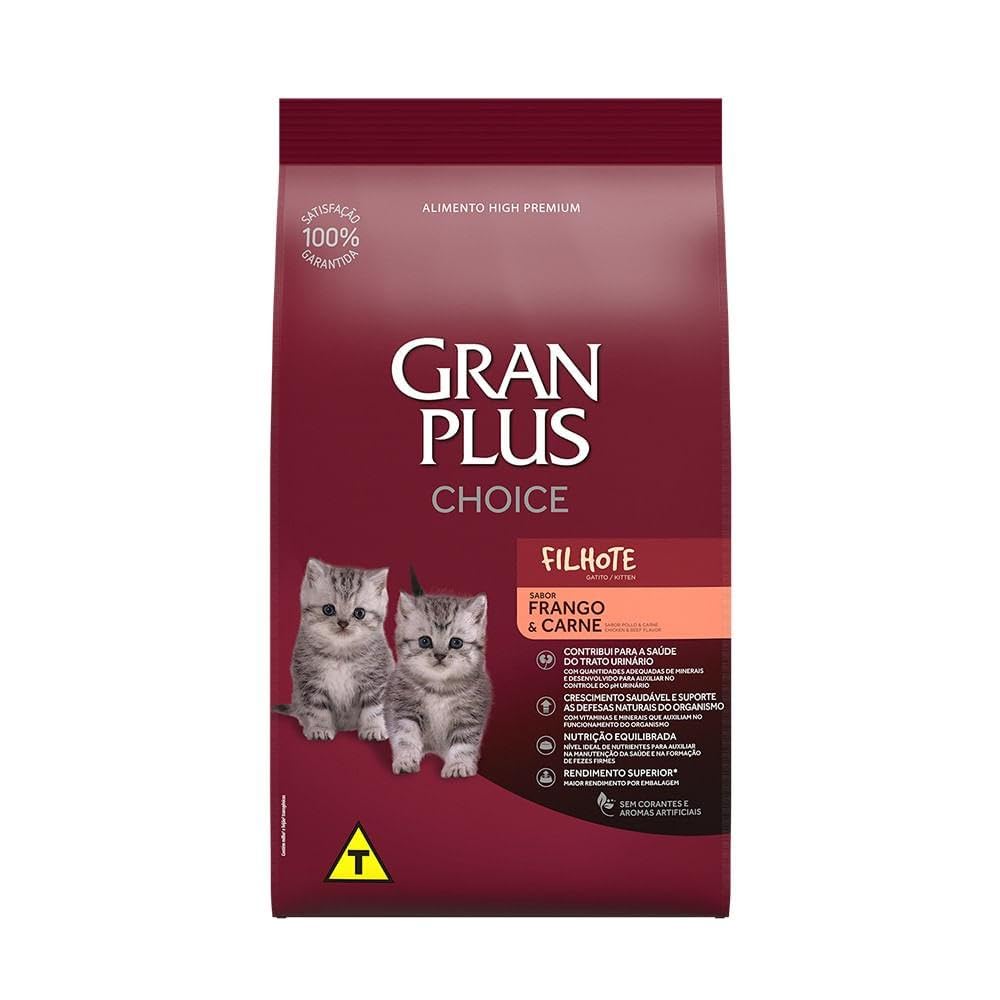 Gran Plus Ração Choice Para Gatos Filhotes Sabor Frango E Carne 10 1Kg