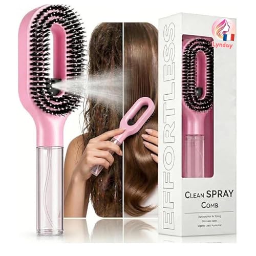 Brosse a cheveux demelante magique avec Spray Intégré, Brosse Magique Anti-Statique pour Cheveux Fins et Fragiles, Massage Cuir Chevelu, Vaporisateur...