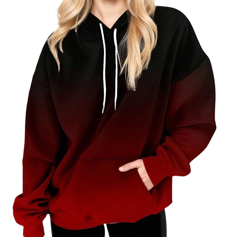 Generisch Damska bluza oversize, z kapturem, miękka bluza z kapturem, wygodny sweter do noszenia w czasie wolnym i w domu