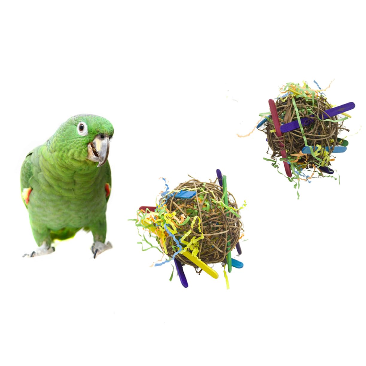 VANZACK 6pièces Jouets à Mâcher Rattan pour Oiseaux Accessoires Naturels pour Perroquets Inséparables Et Calopsittes