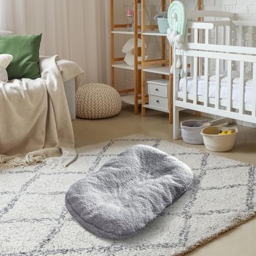 Image of THE KENKYO Winter Baby Lounger Cover for Snuggle Me Lounger, Warm Plush Fleece Newborn Lounger Cover, Soft and Breathable Lounger Slipcover for Boys Girls（Not Included Lounger (Grey)