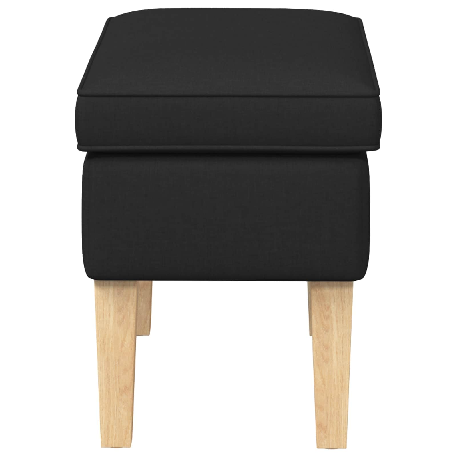 Taboret czarny materiał 55 x 35 x 41 cm z wytrzymałą ramą z litego drewna, wyściełany i składany, zajmuje mało miejsca do salonu, biura, na balkon, kemping, idealny jako podnóżek lub