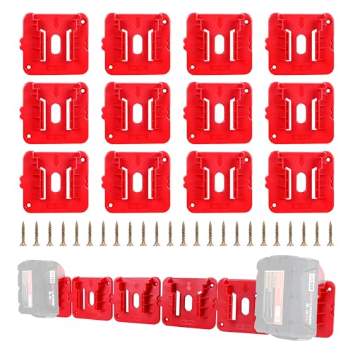 GIPFTYAG 12 Pack Battery Holder for Milwaukee M18 18V Battery Mounts Dock Holder Fit for M18 48-11-1815 48-11-1828 48-11-1850 48-11-1860 (w/24 Screws No Battery)