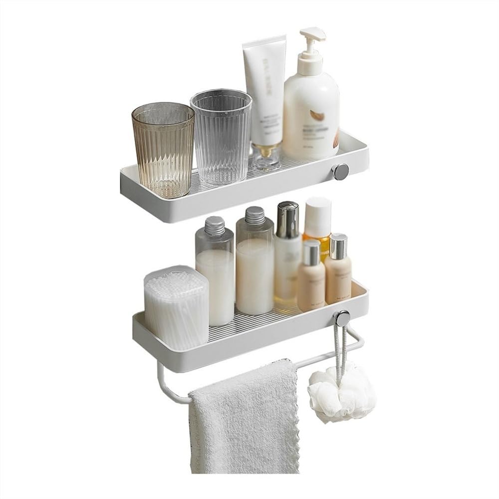 TBLOTYD Bathroom Shelves Bathroom Shower Caddies Set Of 2 Wall Mounted Acrylic Shower Organizer With Towel Bar And