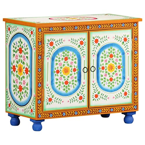 vidaXL Aparador Pintado a Mano Entrada Acento Pasillo Vestíbulo Recibidor Auxiliar Decoración Hogar Casa Escritorio Mueble Madera Maciza de Mango