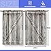 Aimego Wooden Barn Door Kitchen Curtains - Country Wood Farmhouse Rustic Farm Retro Western Cafe Short Tier Curtains Decor for Living Room Rod Pocket Window Drapes 36 Inch Length 2 Panels 28