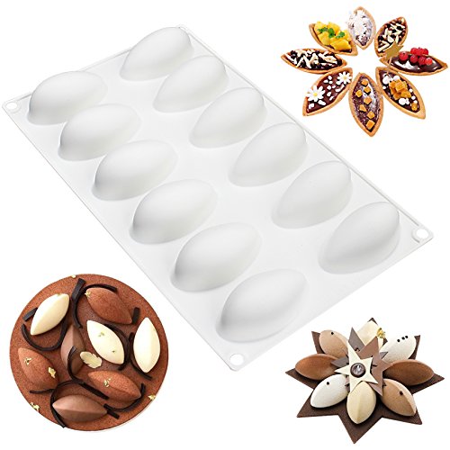 musykrafties Moule en silicone pour faire des quenelles, gâteaux, mousses 12 cavités 6,3 x 2,5 x 3,8 cm Cover
